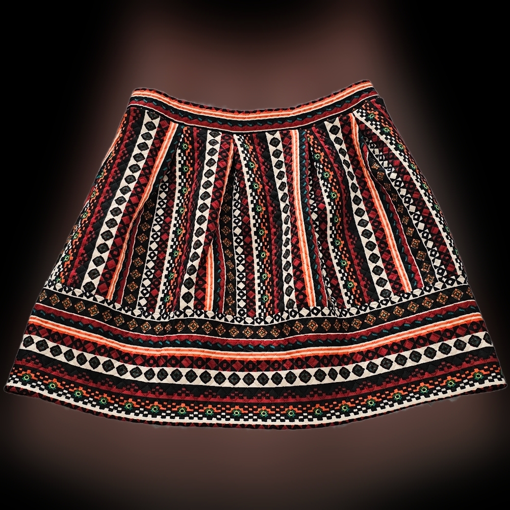 Xhilaration Women's/Junior's Short Pleated Front Aztec Fall Colored Skirt